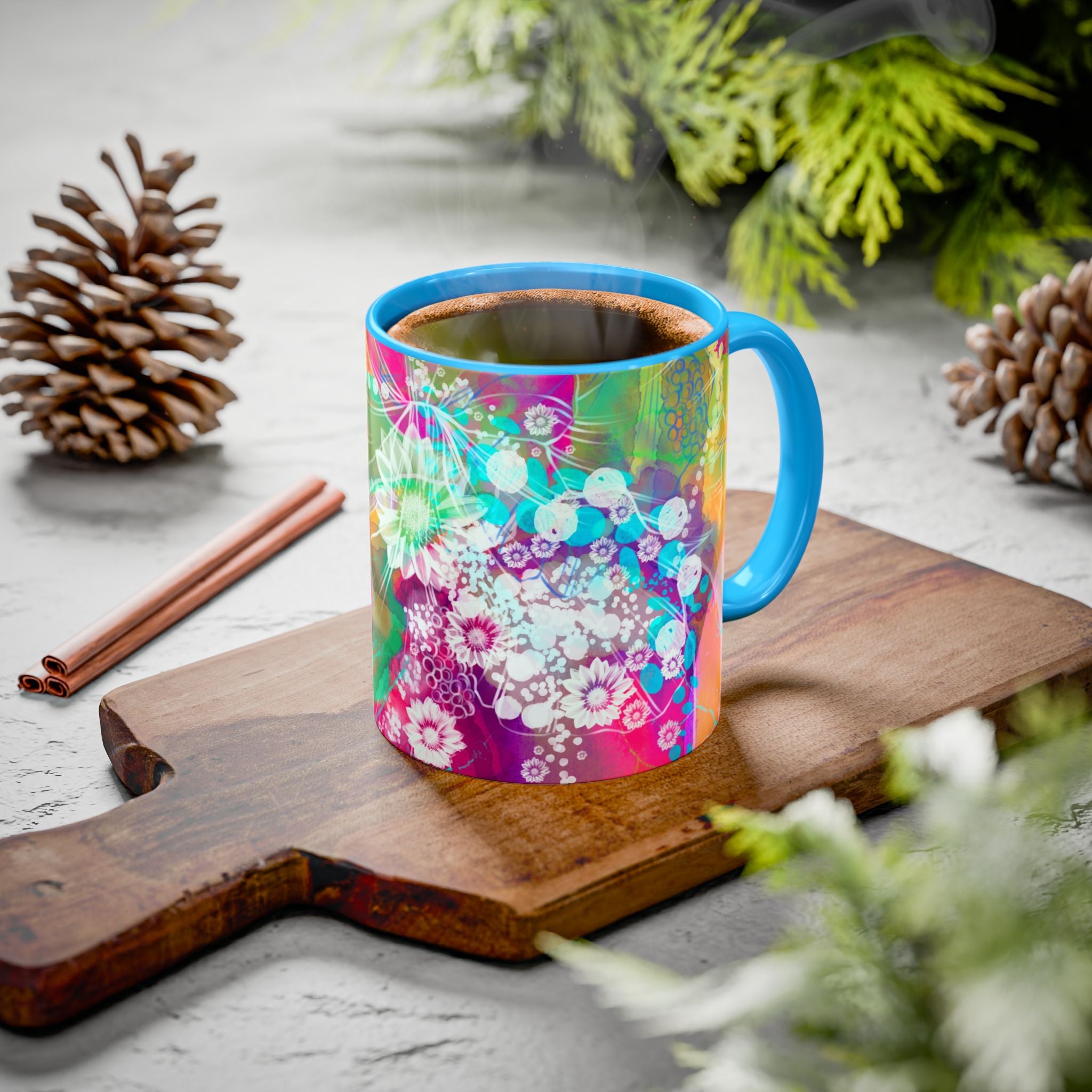 Boho Floral Rainbow Ceramic Mug (11oz & 15oz)
