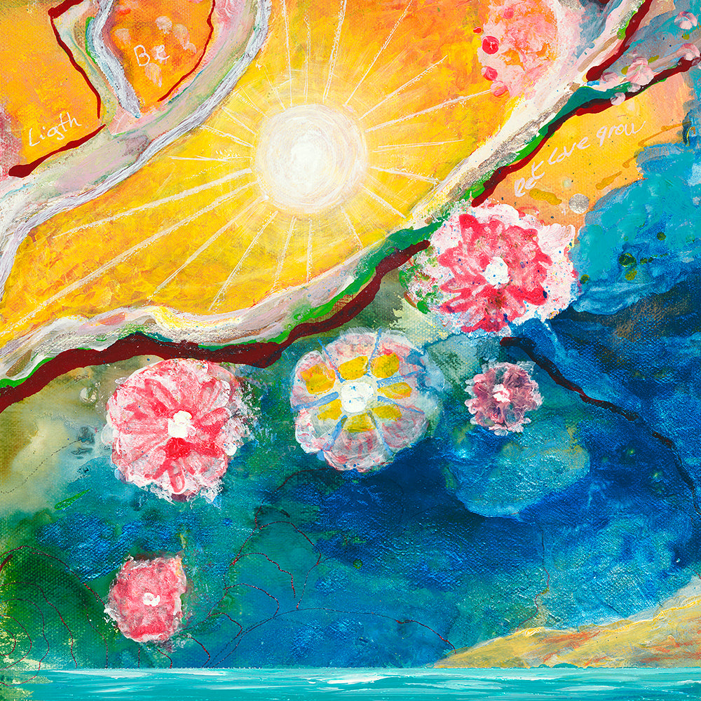 SUNRISE OVER THE PACIFIC ORIGINAL MIXED MEDIA PAINTING -  NOT AVAILABLE