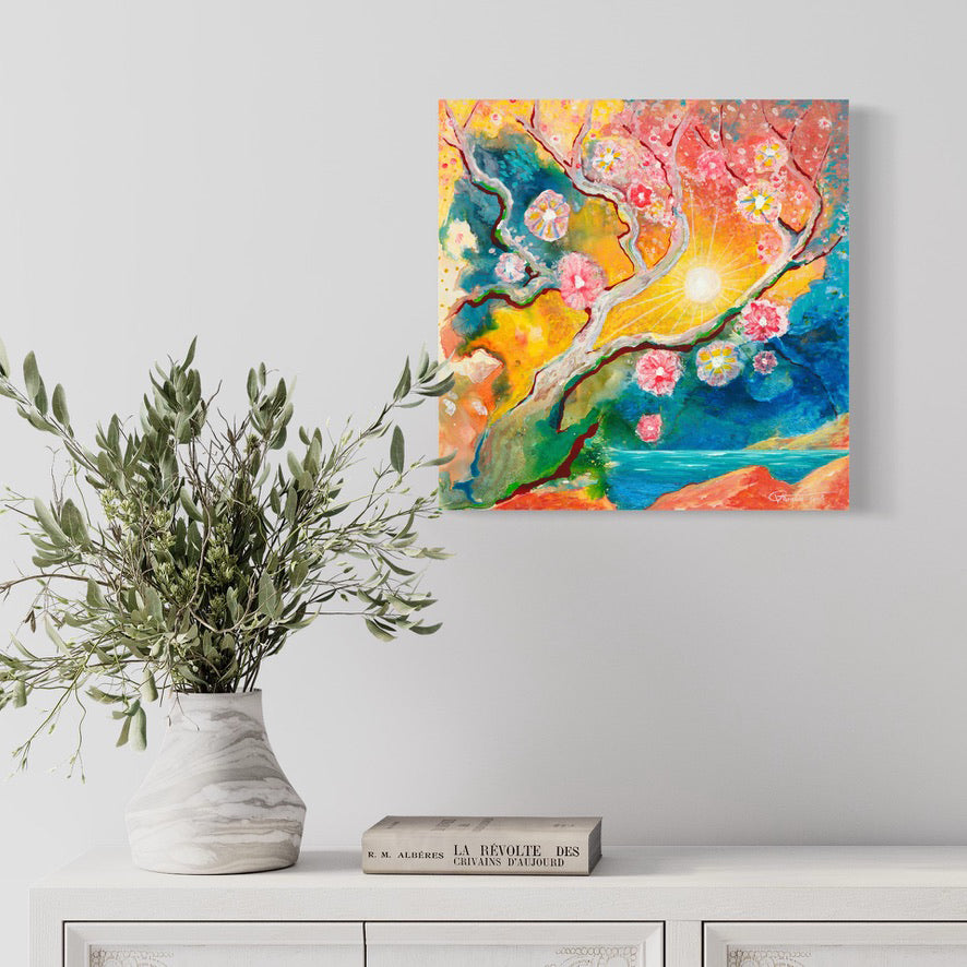 SUNRISE OVER THE PACIFIC ORIGINAL MIXED MEDIA PAINTING -  NOT AVAILABLE