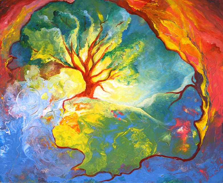 LION'S ROOT ORIGINAL MIXED MEDIA PAINTING -  NOT AVAILABLE