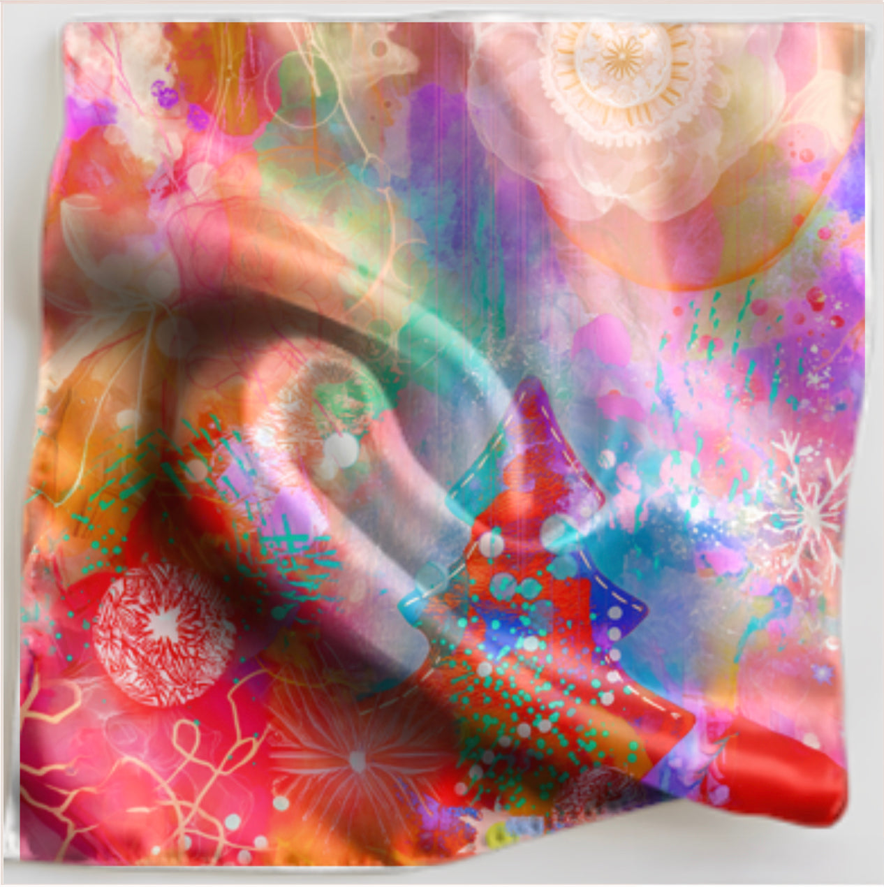 "Reverie "- Designer Silk Scarf - 35'x35"