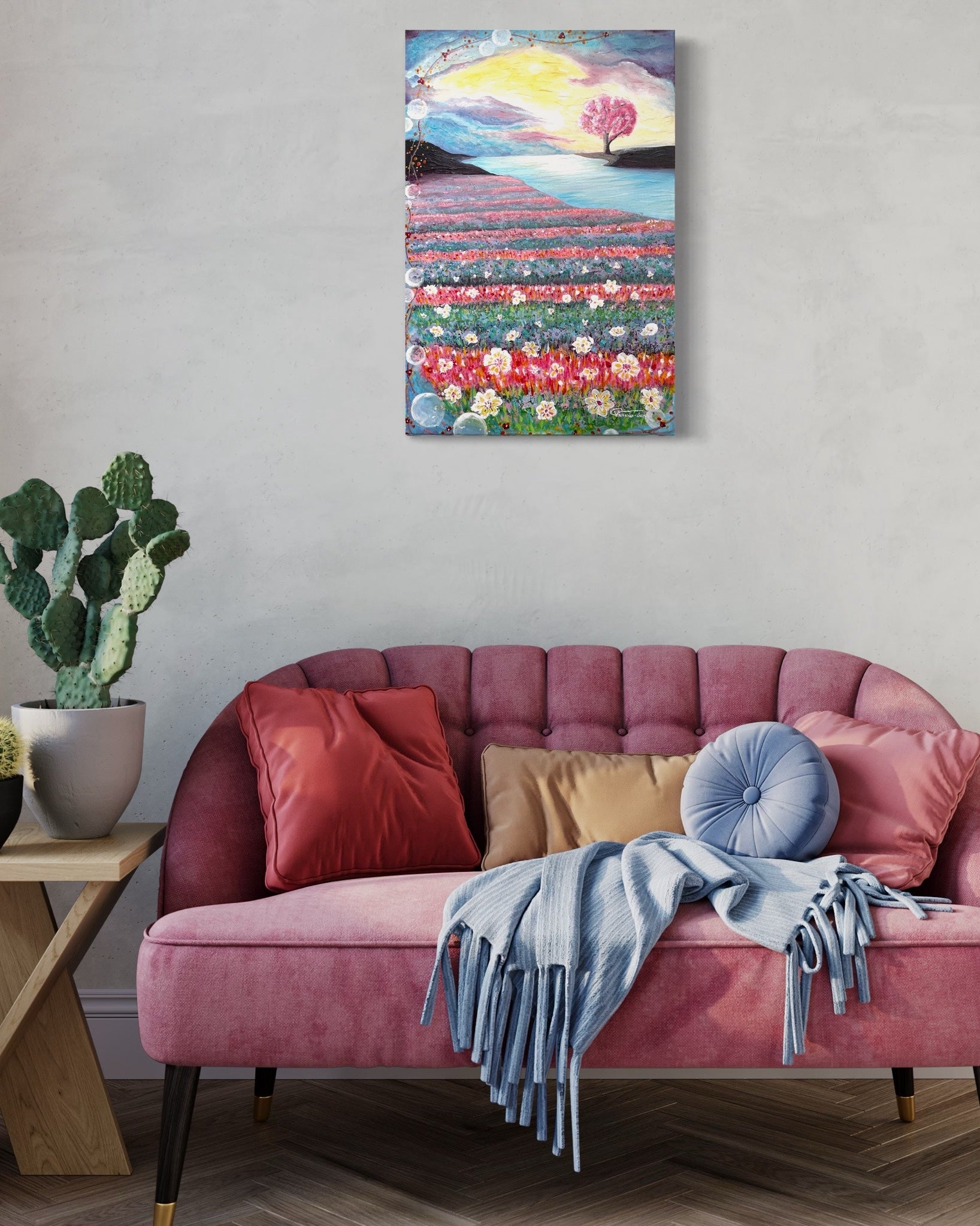 SUNRISE BY THE RIVER  EMBELLISHED FINE ART  PRINT ON CANVAS - NOT AVAILABLE