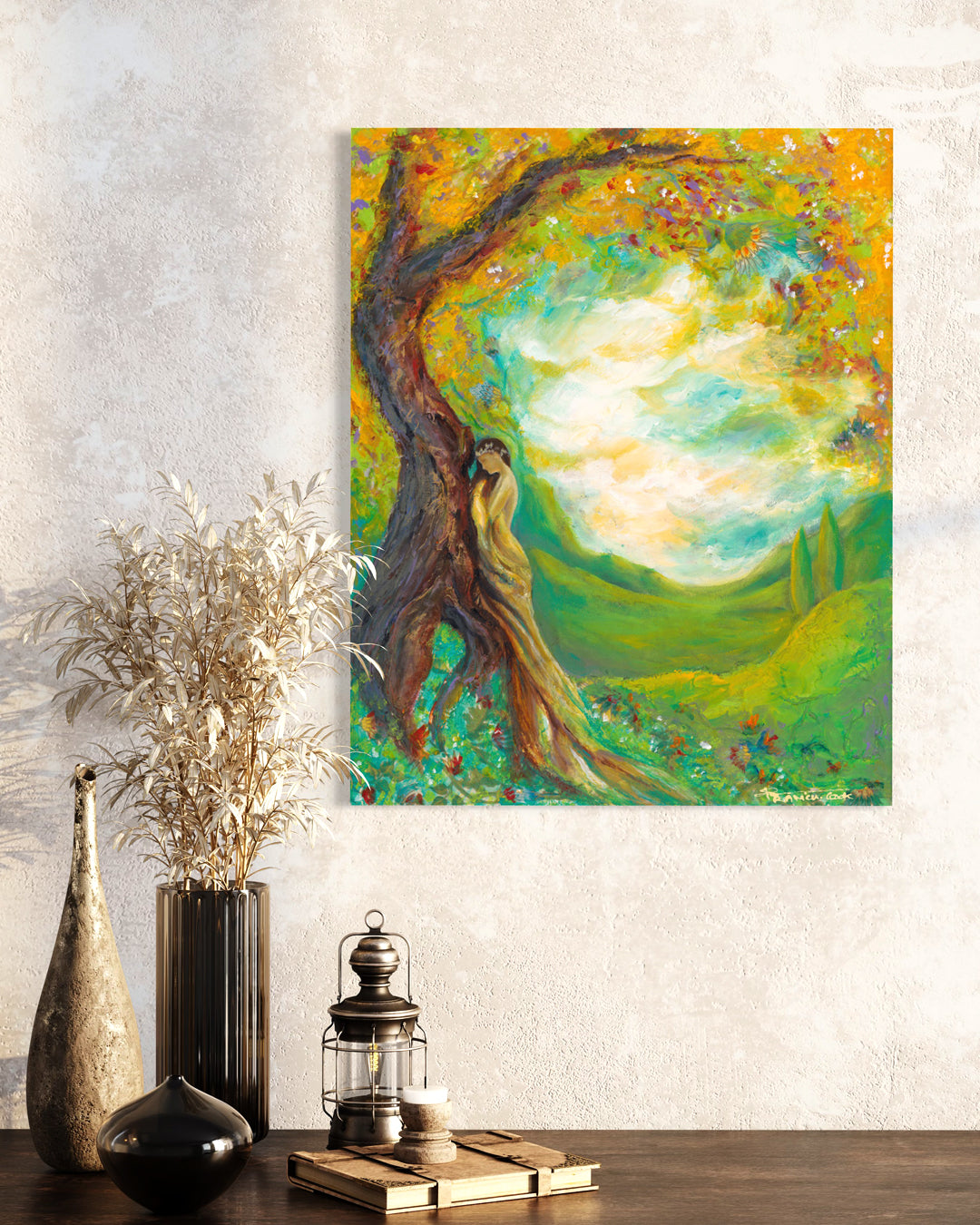 UNDER THE TREE ORIGINAL MIXED MEDIA PAINTING - NOT AVAILABLE